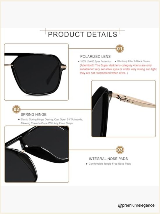 Polarized Aviator Sunglasses Unisex Retro Square Pilot Shades main image 4